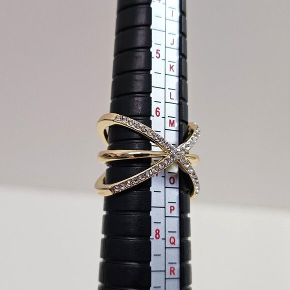 I.N.C. International Concepts Gold Tone Rhinestone Cross Ring Size 7 New Without - Picture 3 of 5